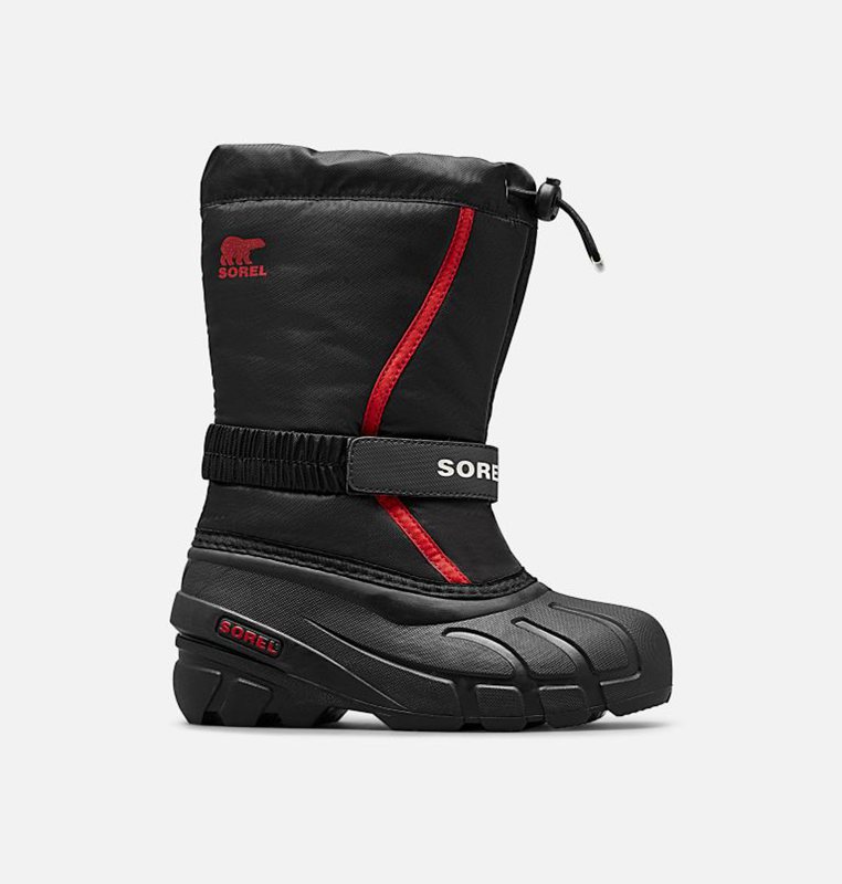 Kids Snow Boots Black/Red - Sorel Youth Flurry™ - 354-ASVHRX